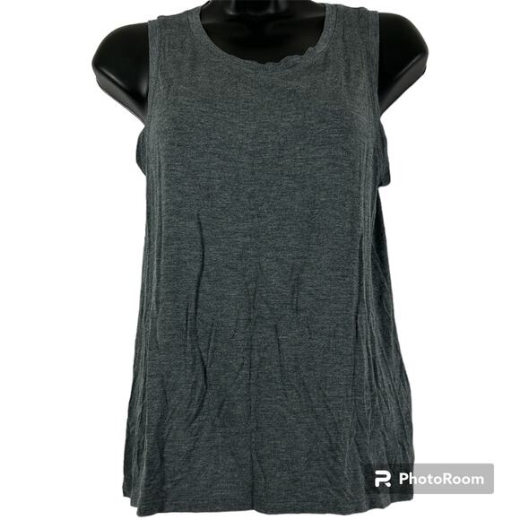 Halogen Tops - Halogen Womens Crew Neck Tank Top Sleeveless Shirt Slit Keyhole Back Gray Sz XS